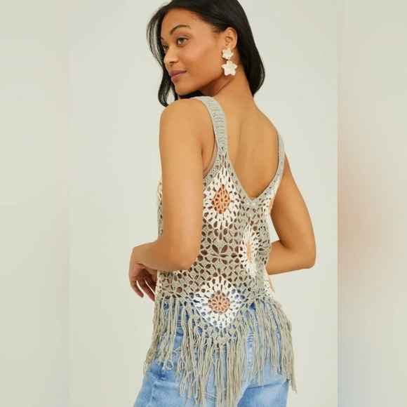 Altar'd State Tullabee Sage Willow Fringe Mama Tank - Picture 4 of 14